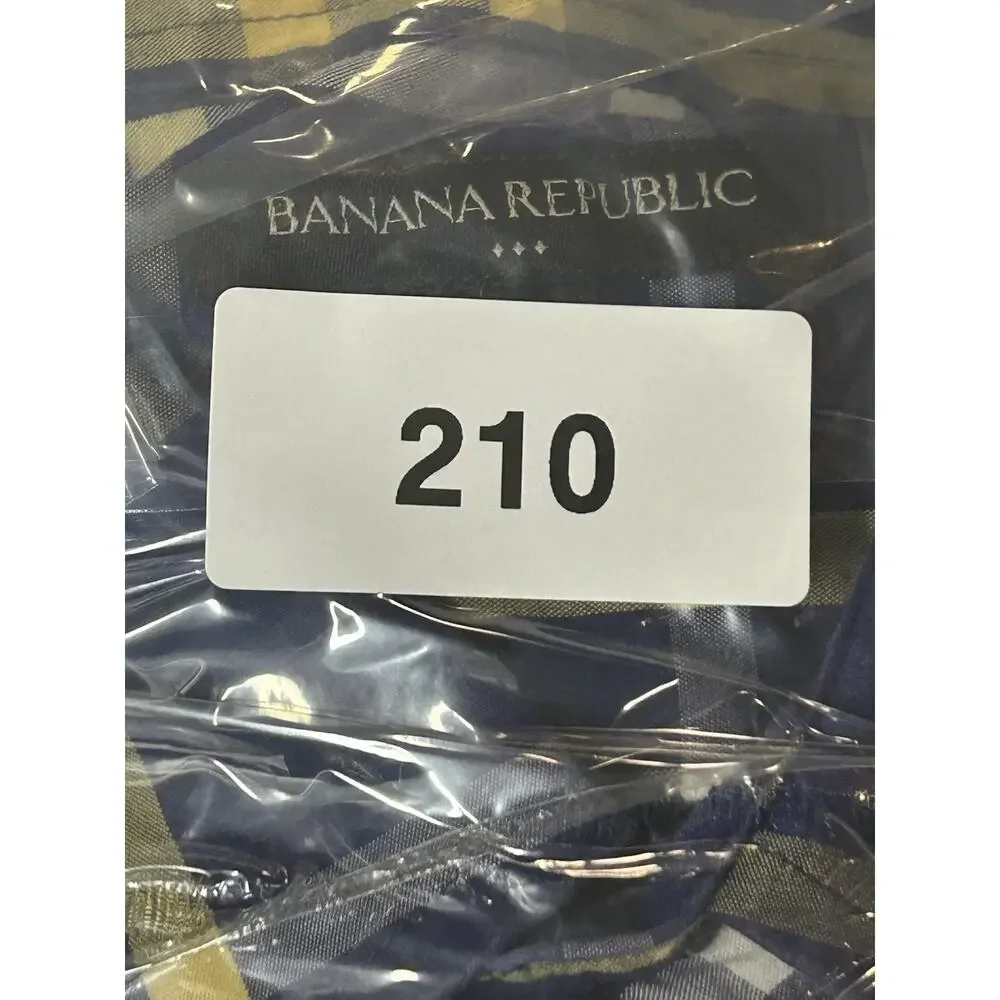Banana Republic Men Medium Blue Plaid‎ Short Sleeve Button Up Shirt